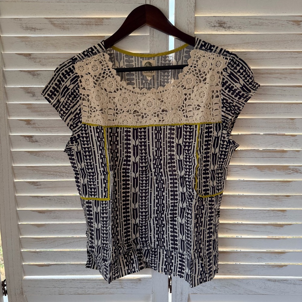 Tiny | Crochet Neck Patterned Blouse - image 1